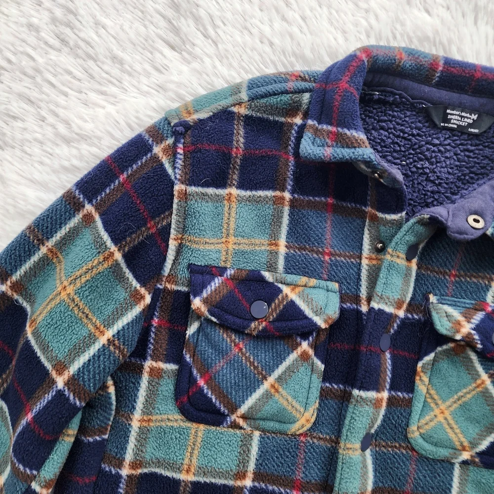 Members Mark Boys Plaid‎ Sherpa Lined Shacket